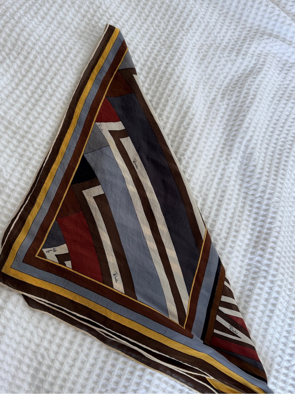 Emilio Pucci Multicolor Geometric Scarf in Brown, Yellow - Picture 9 of 9